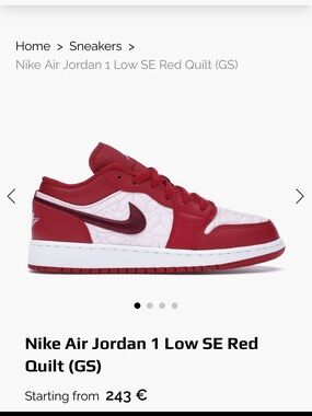 Nike Kids Air Jordan 1 Low SE - Red/White size 6.5 or women’s 8